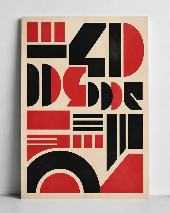 Finished red, black, and cream poster